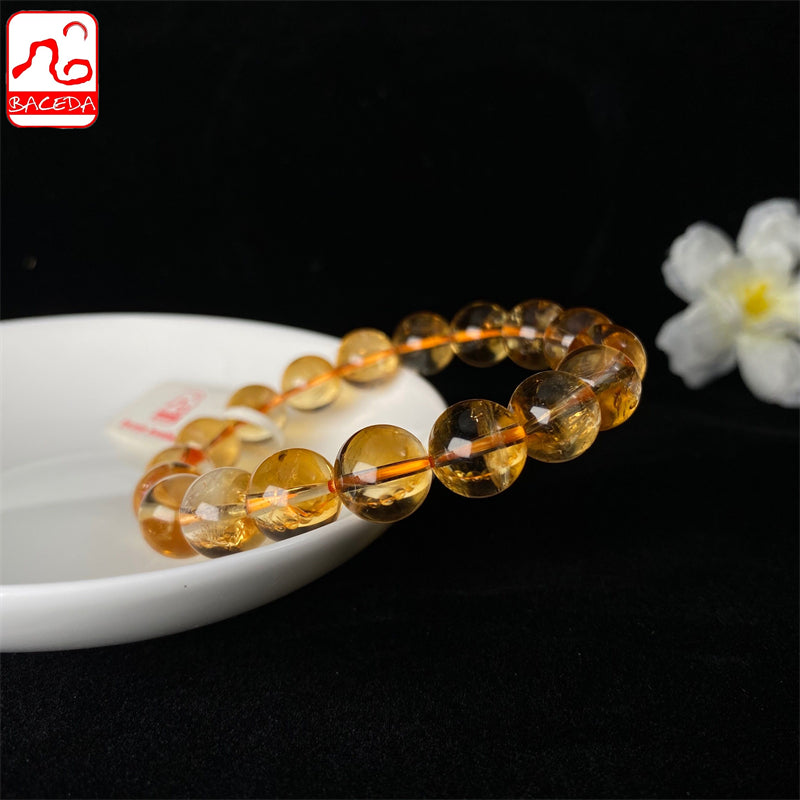 Vòng tay pha lê tự nhiên Baceda Vòng tay Citrine HQ tốt cho sự giàu có và gặp gỡ những người quý tộc Vòng tay pha lê tự nhiên có giấy chứng nhận và hộp quà tặng 