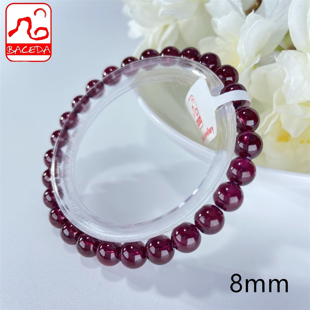 Vòng tay đá Garnet tự nhiên Baceda Natural Crystal HQ Wine Garnet tự nhiên, đá Garnet tím tự nhiên, đá Almandine kèm hộp quà tặng có giấy chứng nhận