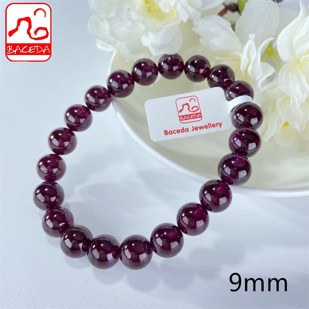 Vòng tay đá Garnet tự nhiên Baceda Natural Crystal HQ Wine Garnet tự nhiên, đá Garnet tím tự nhiên, đá Almandine kèm hộp quà tặng có giấy chứng nhận