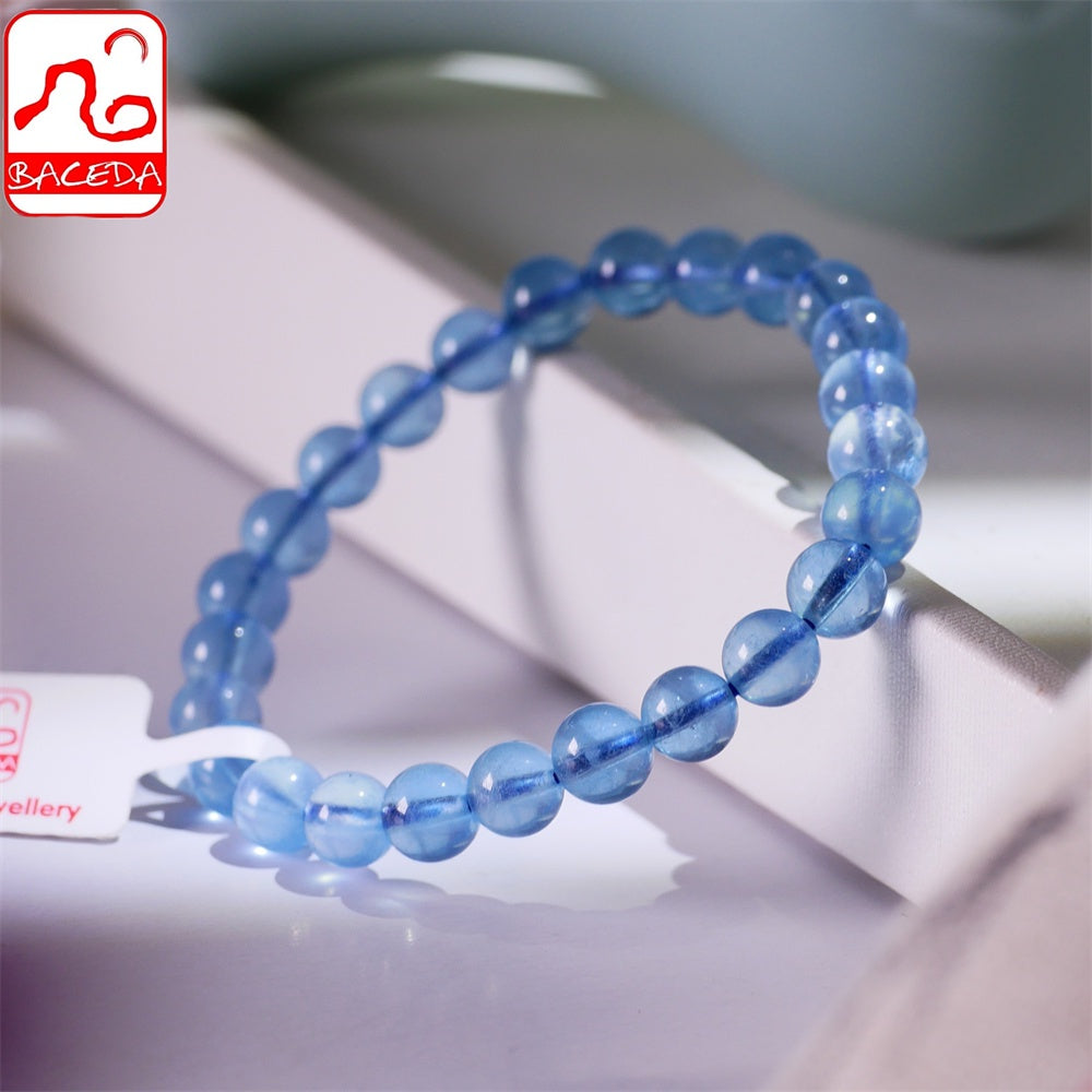Baceda Natural Crystals of Aquamarine Bracelets, March Birthstone, HQ bracelet high transparence with Certificate and Gift Box