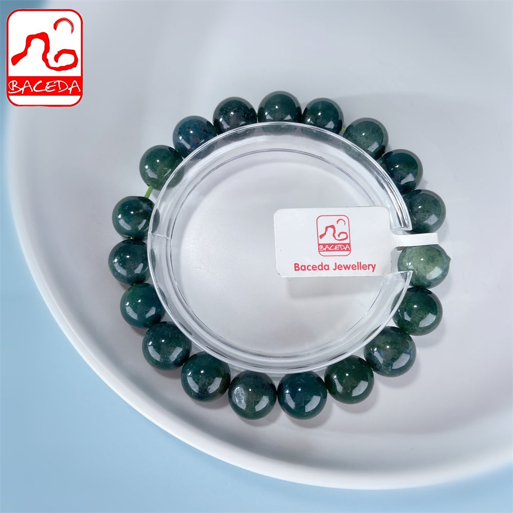 Vòng tay đá mã não xanh tự nhiên Baceda Natural Crystal Đá quý sinh nhật tháng 8 kèm giấy chứng nhận và hộp quà tặng