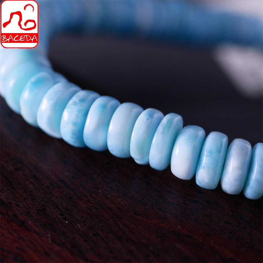 Vòng tay thiết kế bàn tính Baceda Natural Crystals of Larimar là viên đá chữa bệnh cho trái đất, phù hợp với cả nam và nữ, có giấy chứng nhận và hộp quà tặng
