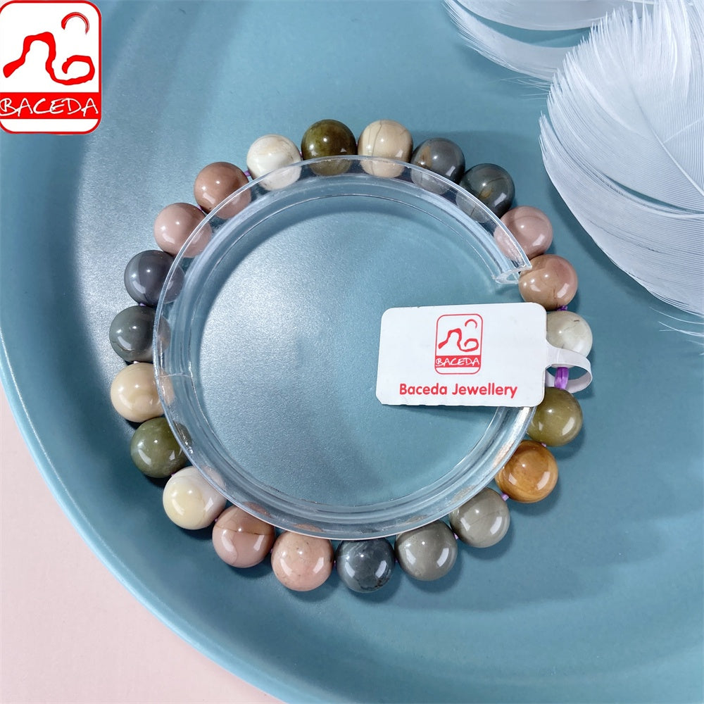 Vòng tay đá mã não tự nhiên Baceda của Alashan/Alxa có thể cân bằng và hài hòa cơ thể kèm theo giấy chứng nhận và hộp đựng
