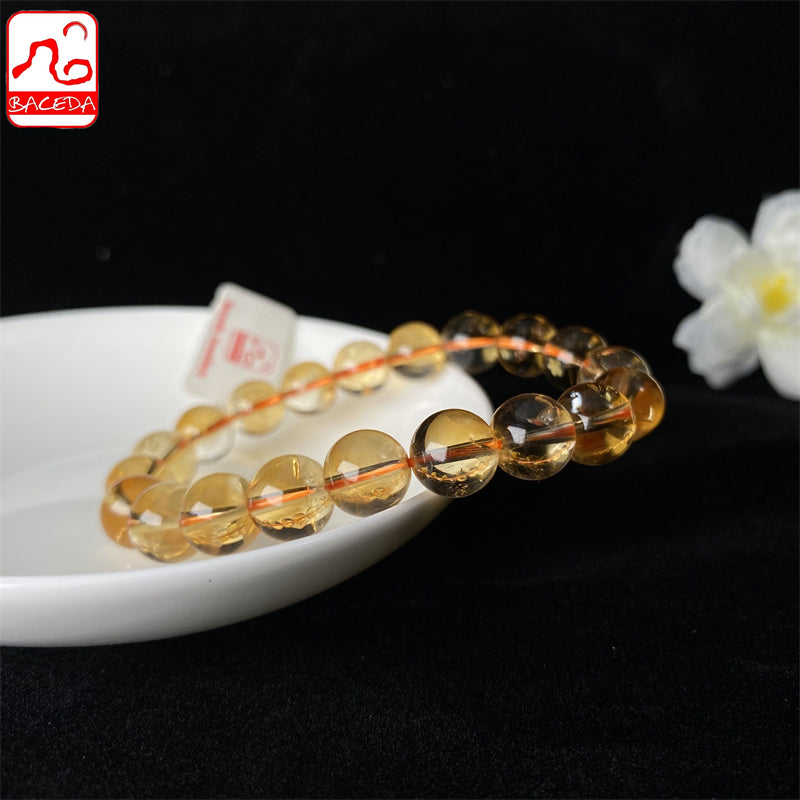Vòng tay pha lê tự nhiên Baceda Vòng tay Citrine HQ tốt cho sự giàu có và gặp gỡ những người quý tộc Vòng tay pha lê tự nhiên có giấy chứng nhận và hộp quà tặng 