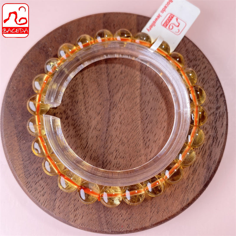 Vòng tay pha lê tự nhiên Baceda Vòng tay Citrine HQ tốt cho sự giàu có và gặp gỡ những người quý tộc Vòng tay pha lê tự nhiên có giấy chứng nhận và hộp quà tặng 