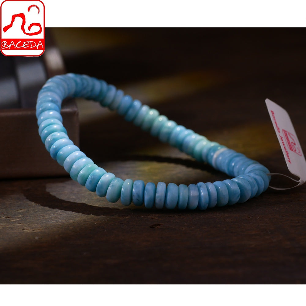 Vòng tay thiết kế bàn tính Baceda Natural Crystals of Larimar là viên đá chữa bệnh cho trái đất, phù hợp với cả nam và nữ, có giấy chứng nhận và hộp quà tặng