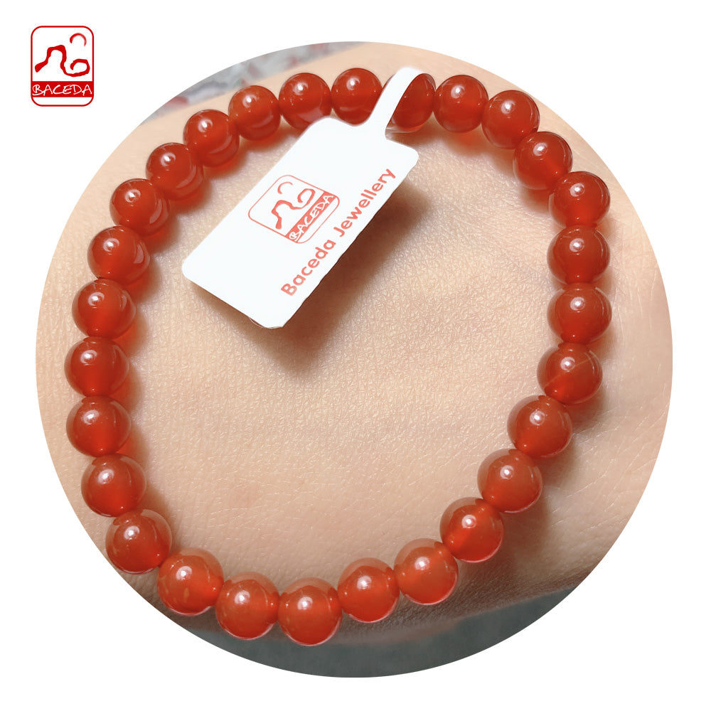 Baceda Red Agate 6mm 8mm 10mm and 3Laps Bracelet 100% Natural With Certificate With Gift Box Packaging