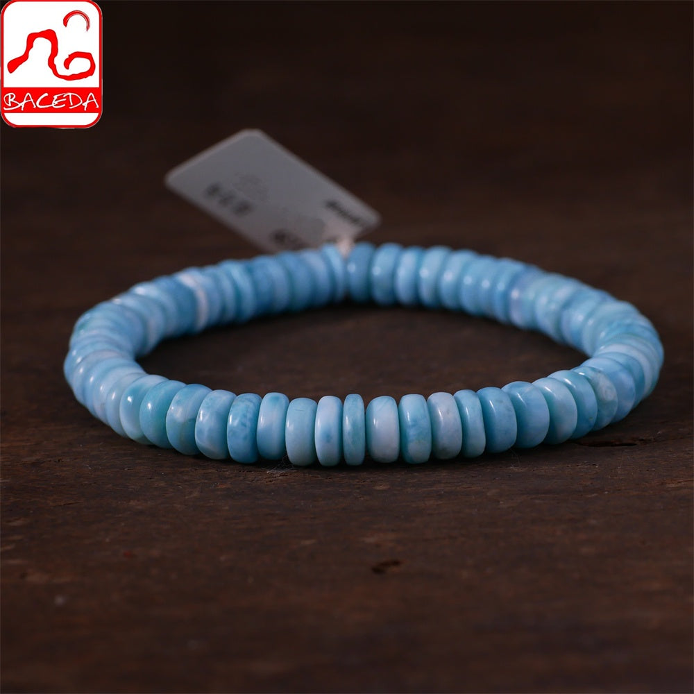 Vòng tay thiết kế bàn tính Baceda Natural Crystals of Larimar là viên đá chữa bệnh cho trái đất, phù hợp với cả nam và nữ, có giấy chứng nhận và hộp quà tặng