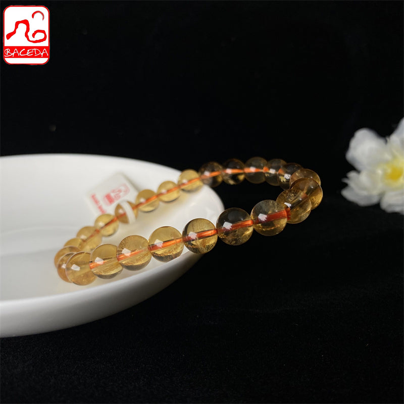 Vòng tay pha lê tự nhiên Baceda Vòng tay Citrine HQ tốt cho sự giàu có và gặp gỡ những người quý tộc Vòng tay pha lê tự nhiên có giấy chứng nhận và hộp quà tặng 