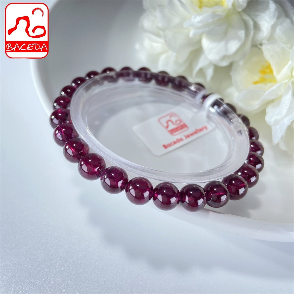 Vòng tay đá Garnet tự nhiên Baceda Natural Crystal HQ Wine Garnet tự nhiên, đá Garnet tím tự nhiên, đá Almandine kèm hộp quà tặng có giấy chứng nhận